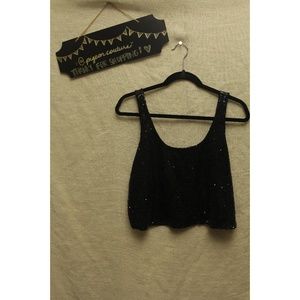 Guess Sequined Black Crop Tank Top